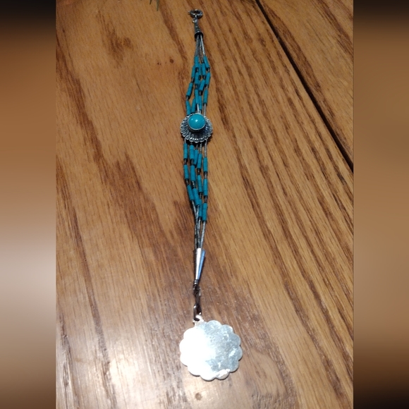 Turquoise ,sterling native American bracelet - Picture 13 of 16
